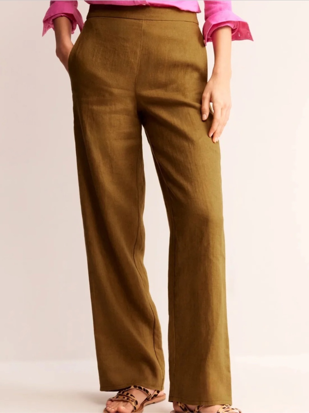 Boden Hamstead Linen Trousers Women's Size 16-18r Rust Lightweight Pant (V)
